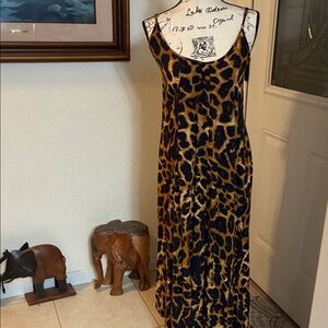 Leopard Print Maxi Dress With Spaghetti Straps -sz Small-Brand Buenos Ninos
